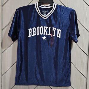 Mighty Fine Women's Navy Brooklyn V-Neck Jersey